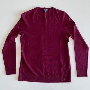 GUC Lord & Taylor Burgundy Crew Neck Sweater M Extra Fine Merino Wool